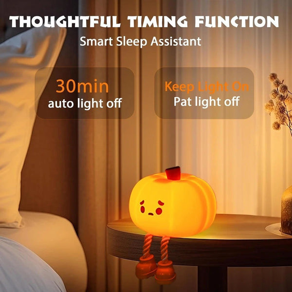 Cute Pumpkin Silicone Night Light | 3-Level Dimmable Touch Lamp UK