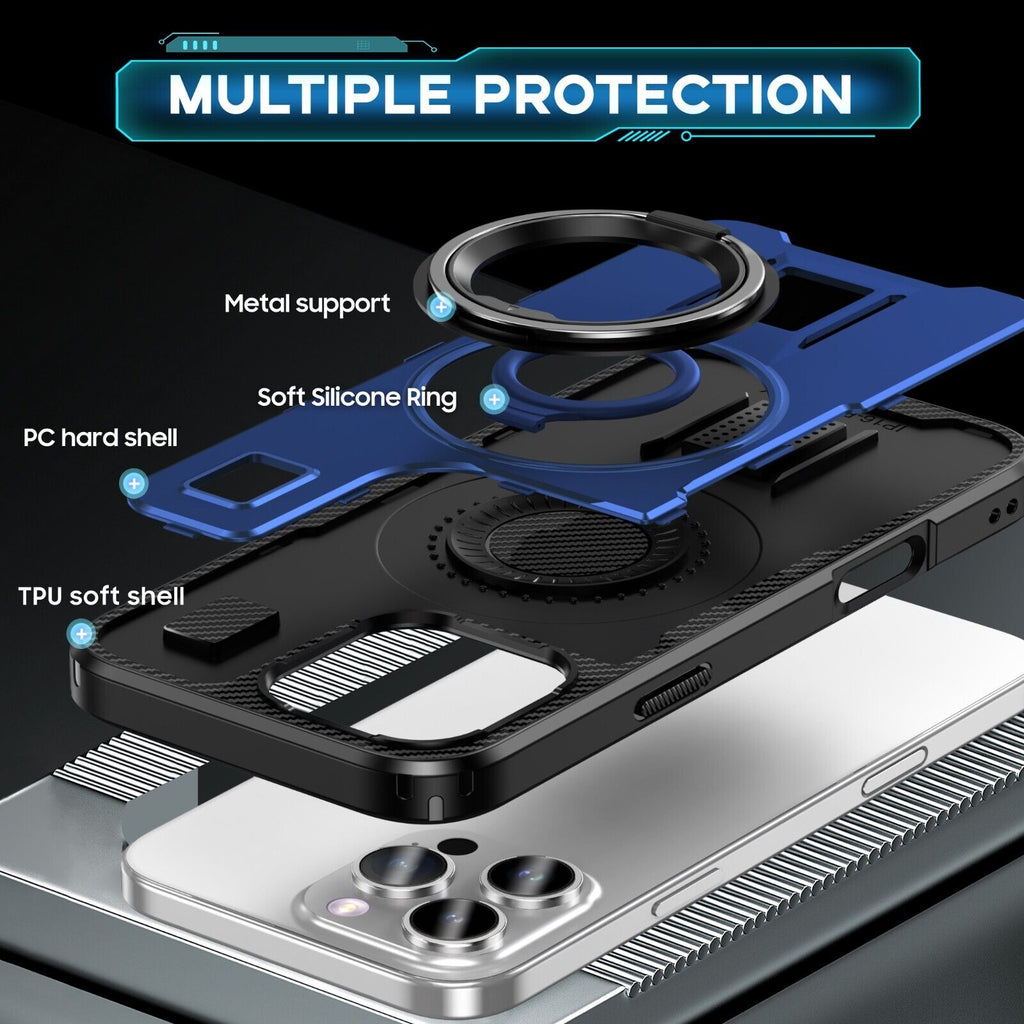For iPhone 16 15 14 Plus 13 12 11 Pro Max Case Shockproof Ring Stand Phone Cover