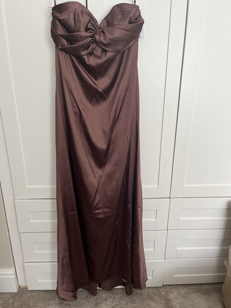 DESSY Collection latte brown strapless silky Dress UK10 RRP£160