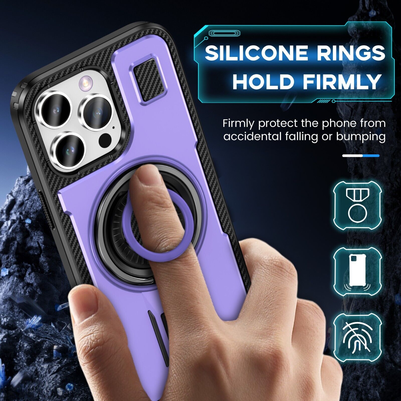 For iPhone 16 15 14 Plus 13 12 11 Pro Max Case Shockproof Ring Stand Phone Cover