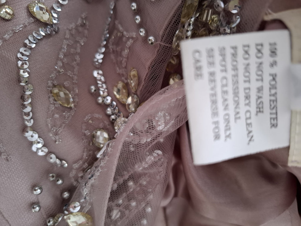 Stunning Manon embellished Nude Pink/Mushroom Evening Cruise Dress 16