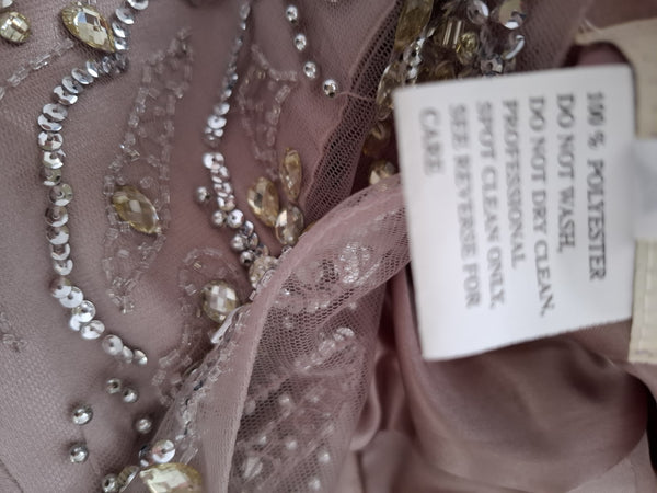 Stunning Manon embellished Nude Pink/Mushroom Evening Cruise Dress 16