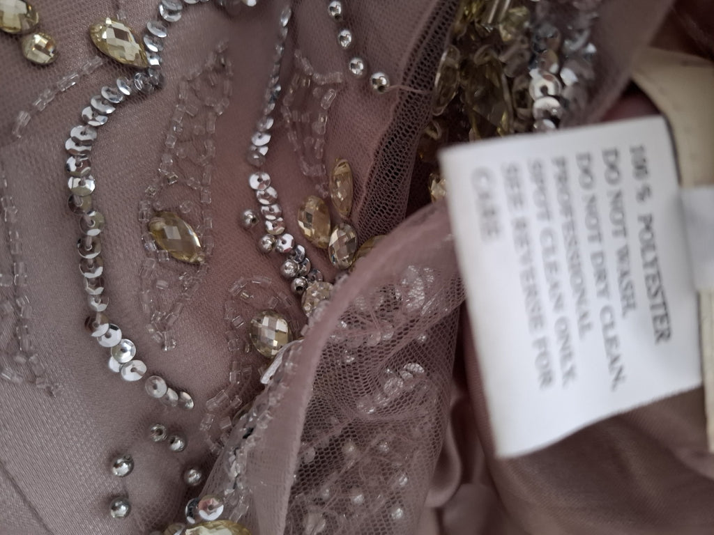 Stunning Manon embellished Nude Pink/Mushroom Evening Cruise Dress 16