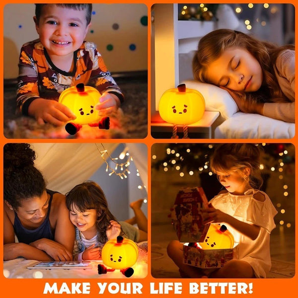 Cute Pumpkin Silicone Night Light | 3-Level Dimmable Touch Lamp UK