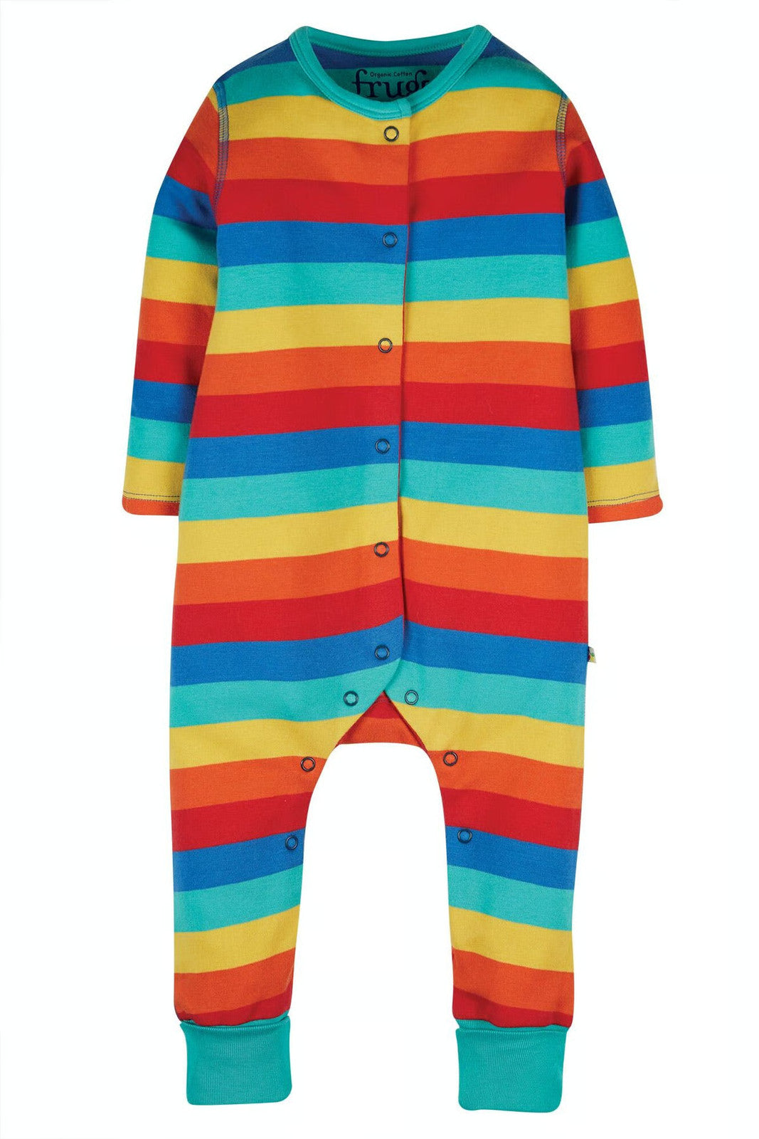 Frugi Unisex Rainbow Romper - Riley Romper - Rainbow Stripe