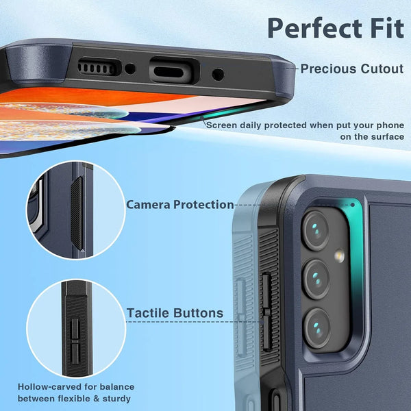 For Samsung Galaxy A15 A14 5G A54 Case Shockproof Phone Cover + Tempered Glass