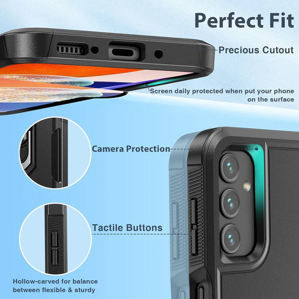For Samsung Galaxy A15 A14 5G A54 Case Shockproof Phone Cover + Tempered Glass