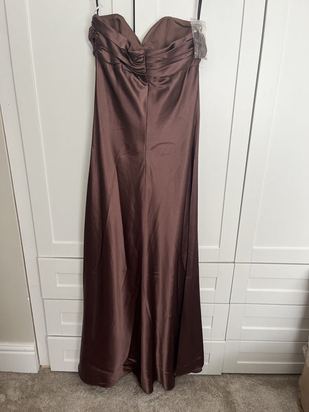 DESSY Collection latte brown strapless silky Dress UK10 RRP£160