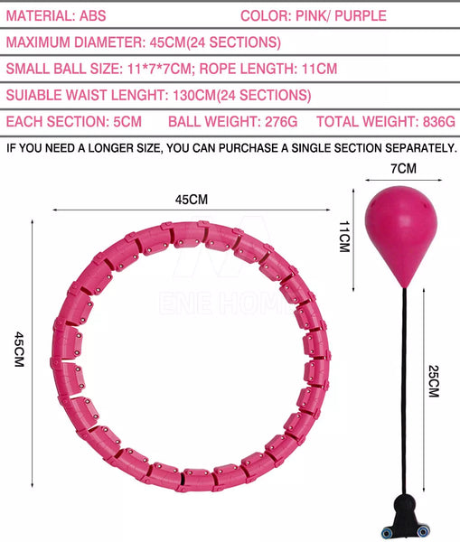 Fitness Smart Hula Hoop Detachable Weighted Hoops Lose Weight Sports 30/36 Knots