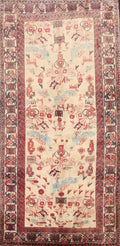 Beige Semi-Antique Geometric Traditional 4x7 Area Rug Hand-knotted Wool Carpet