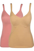Rhonda Shear 2-pack Molded Cup Cami Tank Top Beige/Rose