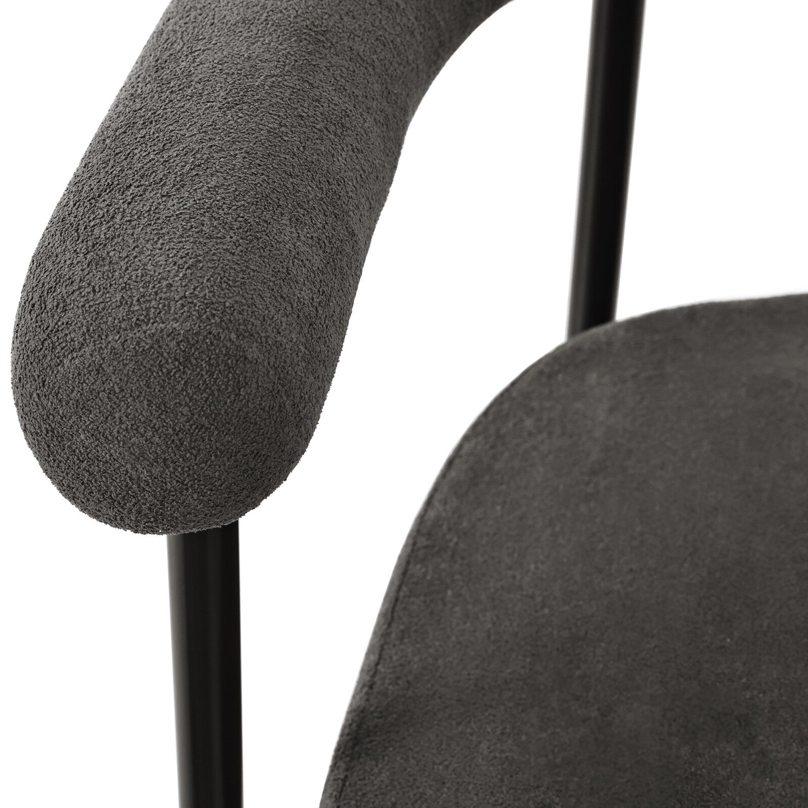 Modern Dining Chairs set of 2 Grey Faux Suede Upholstered Padded Seat Armchairs