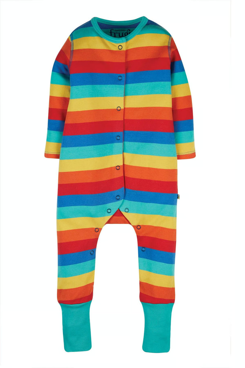 Frugi Unisex Rainbow Romper - Riley Romper - Rainbow Stripe