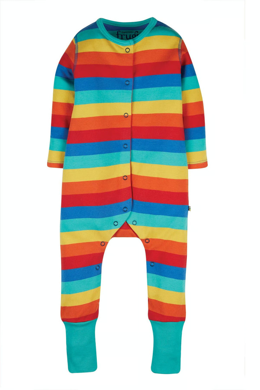 Frugi Unisex Rainbow Romper - Riley Romper - Rainbow Stripe