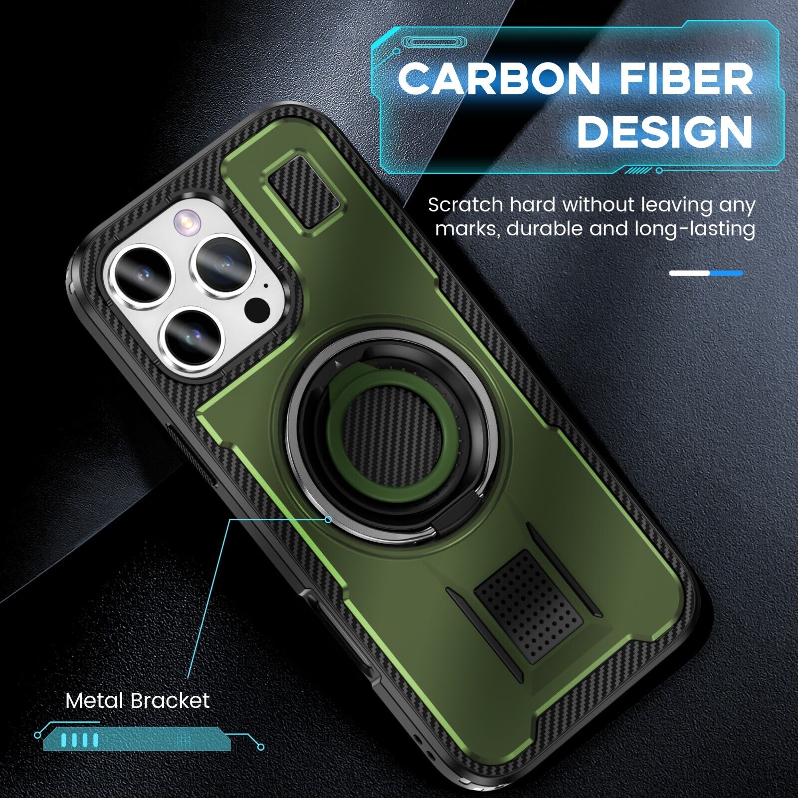 For iPhone 16 15 14 Plus 13 12 11 Pro Max Case Shockproof Ring Stand Phone Cover