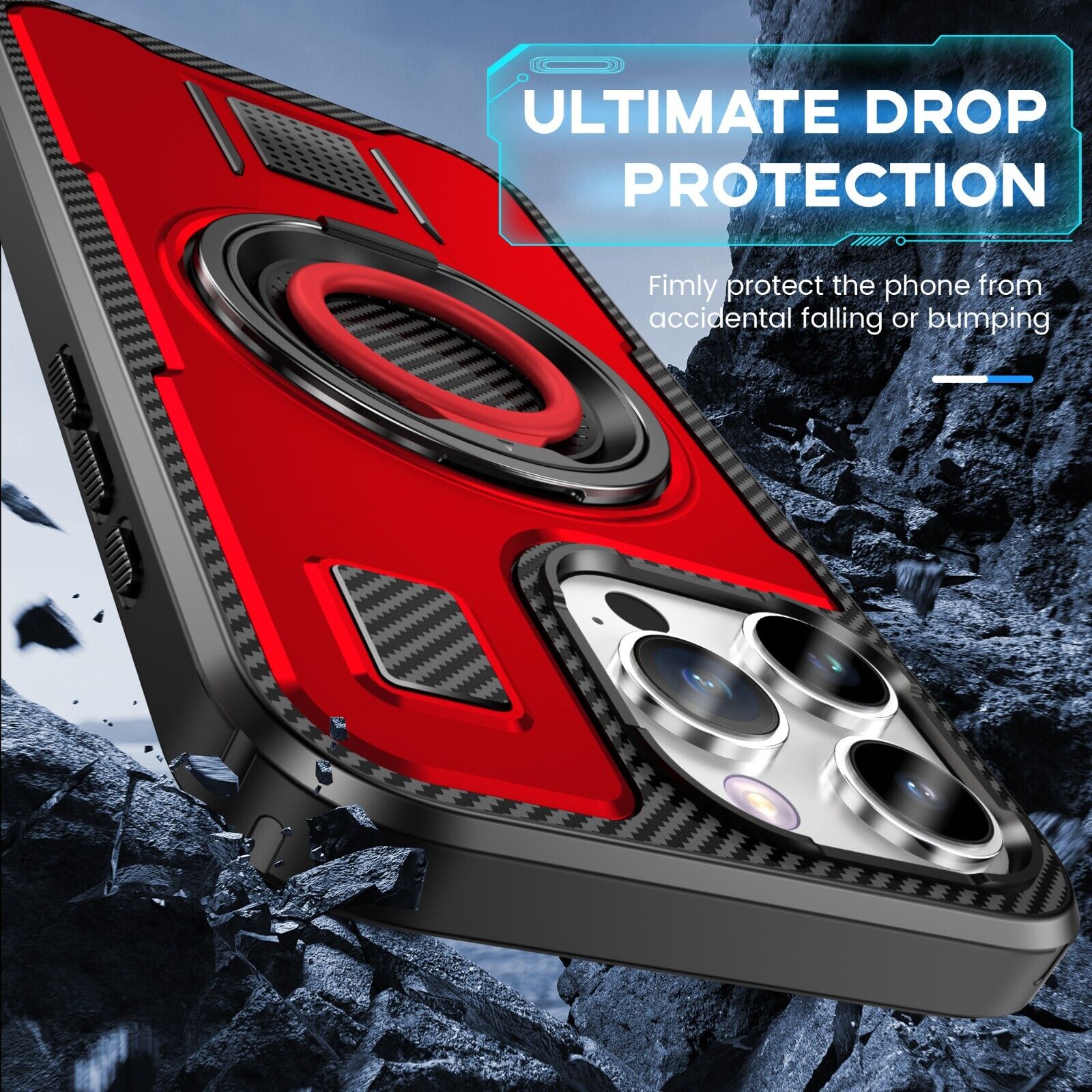 For iPhone 16 15 14 Plus 13 12 11 Pro Max Case Shockproof Ring Stand Phone Cover