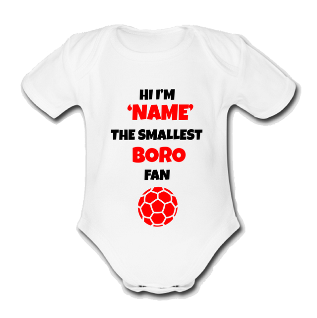 BORO Babygrow Baby vest grow gift custom FOOTBALL Personalised @middlesbrough