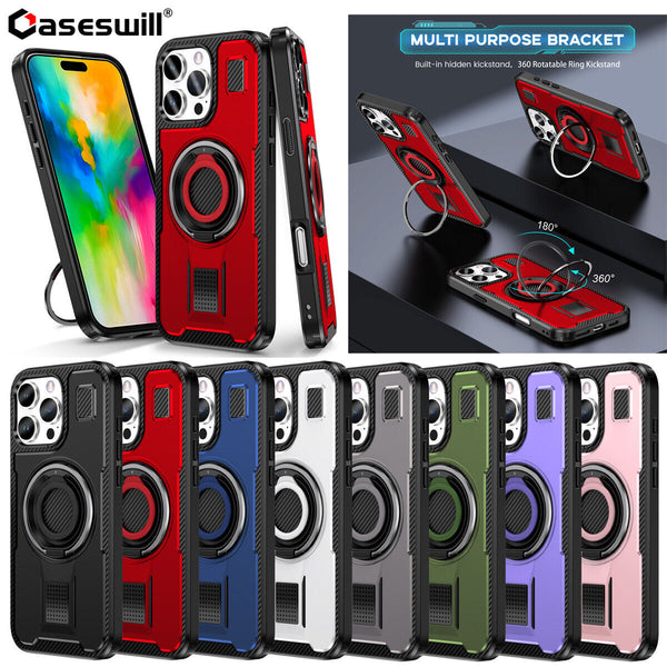 For iPhone 16 15 14 Plus 13 12 11 Pro Max Case Shockproof Ring Stand Phone Cover