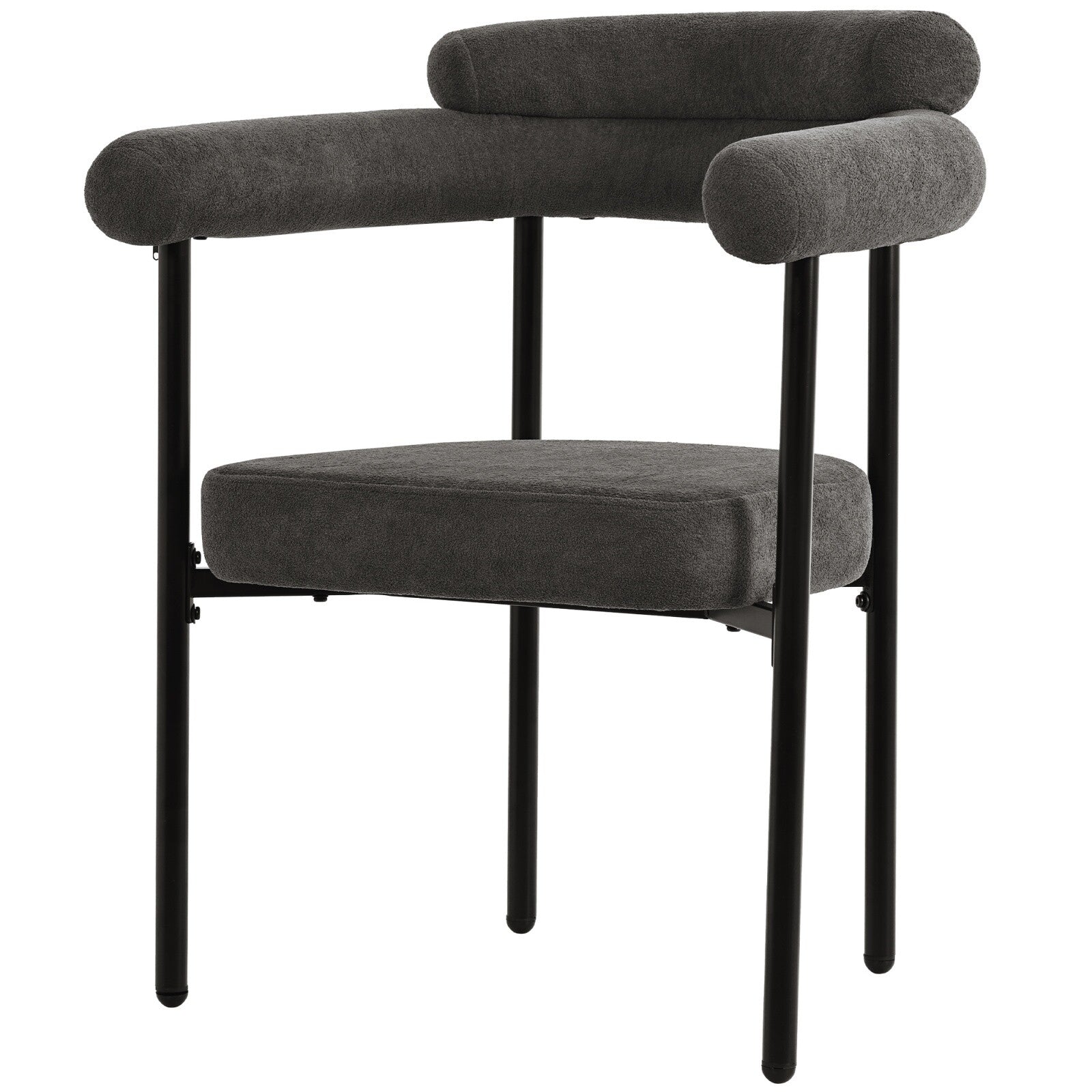 Modern Dining Chairs set of 2 Grey Faux Suede Upholstered Padded Seat Armchairs