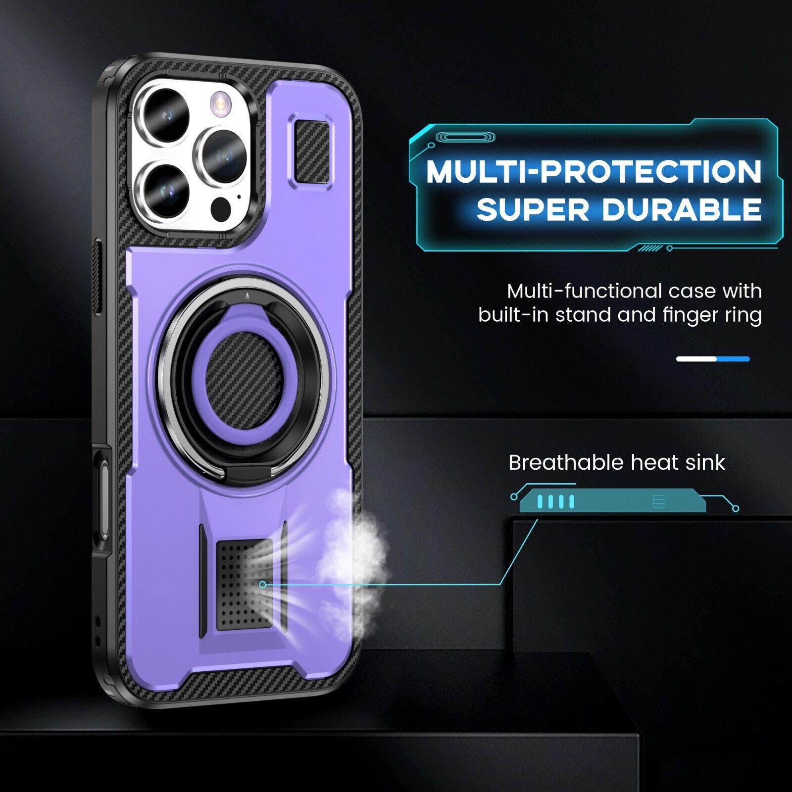 For iPhone 16 15 14 Plus 13 12 11 Pro Max Case Shockproof Ring Stand Phone Cover
