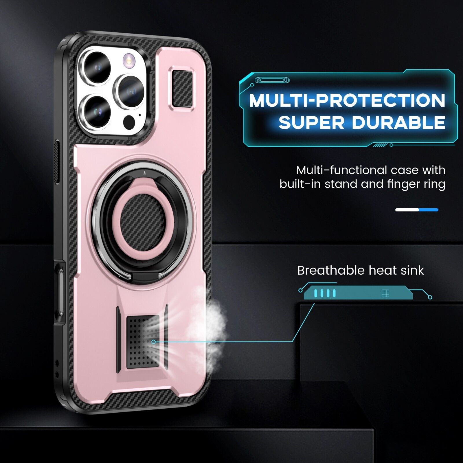 For iPhone 16 15 14 Plus 13 12 11 Pro Max Case Shockproof Ring Stand Phone Cover