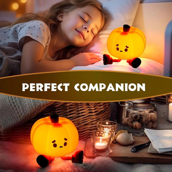 Cute Pumpkin Silicone Night Light | 3-Level Dimmable Touch Lamp UK