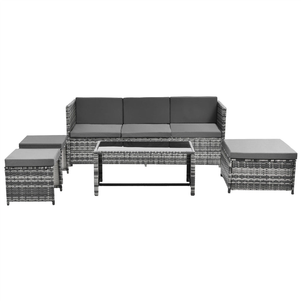 Rattan Garden Furniture Set Sofa Table Recliner Chair Set Patio Outdoor Grey