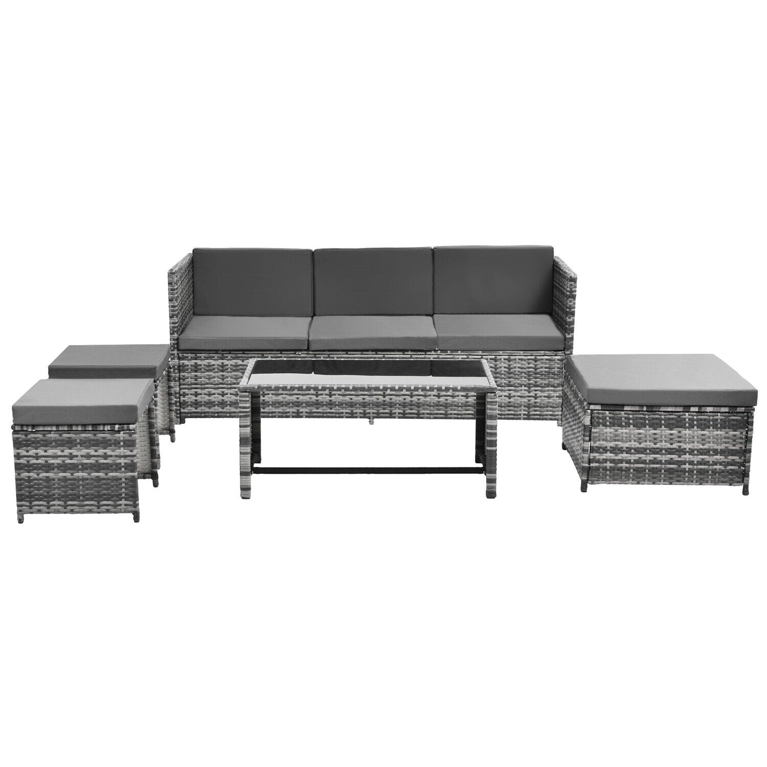 Rattan Garden Furniture Set Sofa Table Recliner Chair Set Patio Outdoor Grey