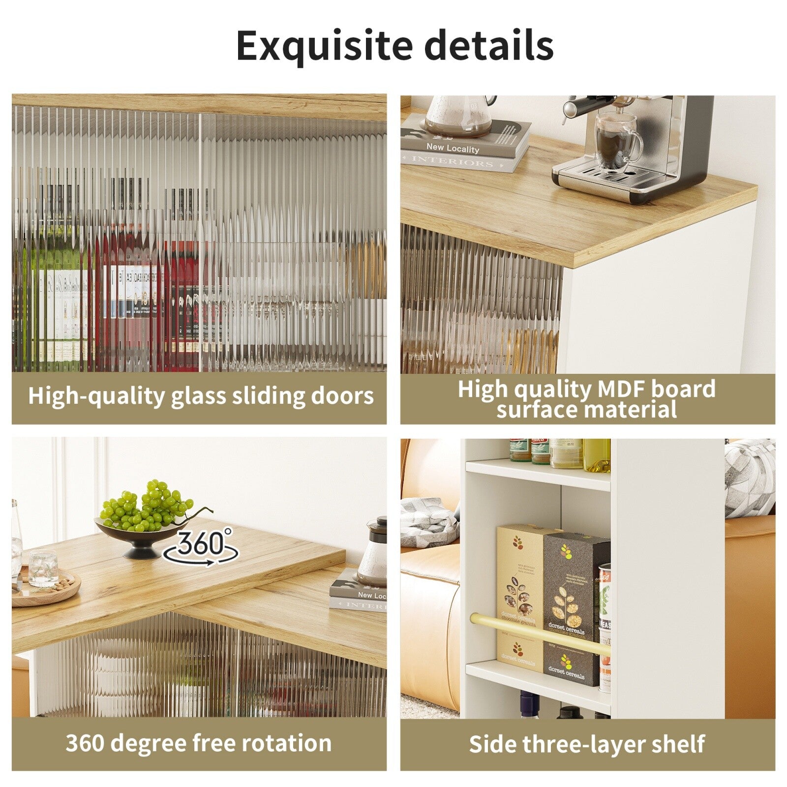 Extendable Kitchen Island Dining Bar Table with Storage Cabinet for Dining Room