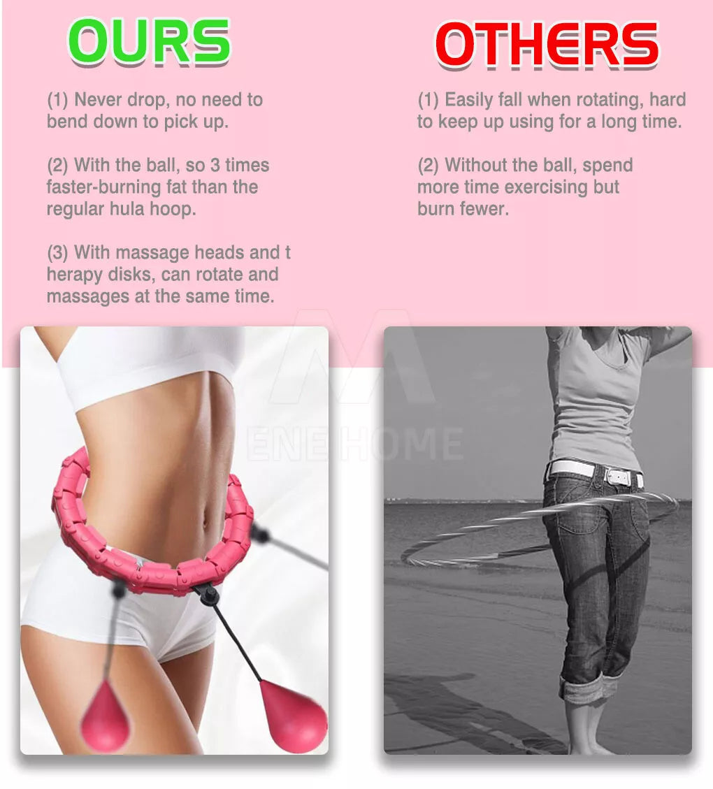 Fitness Smart Hula Hoop Detachable Weighted Hoops Lose Weight Sports 30/36 Knots