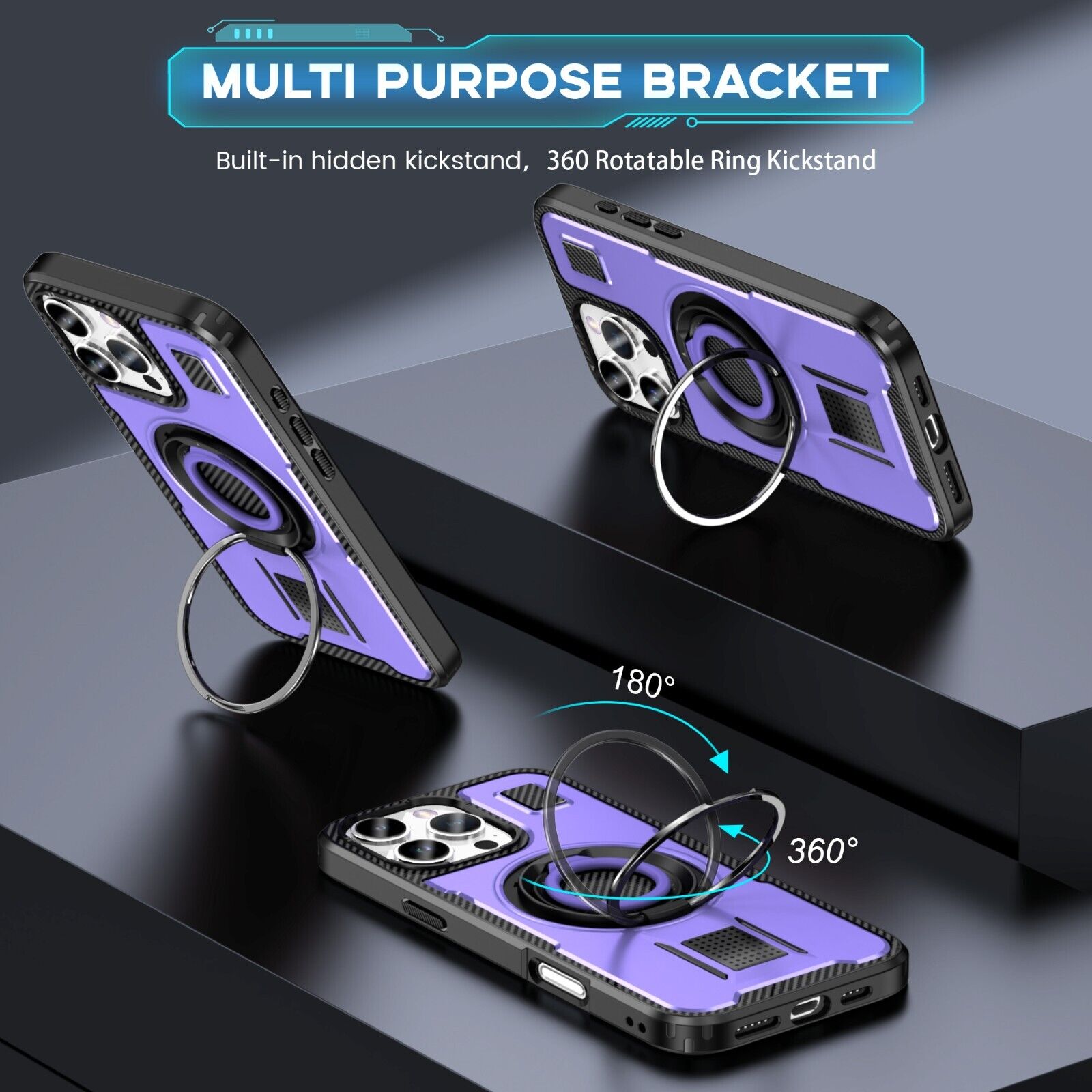 For iPhone 16 15 14 Plus 13 12 11 Pro Max Case Shockproof Ring Stand Phone Cover