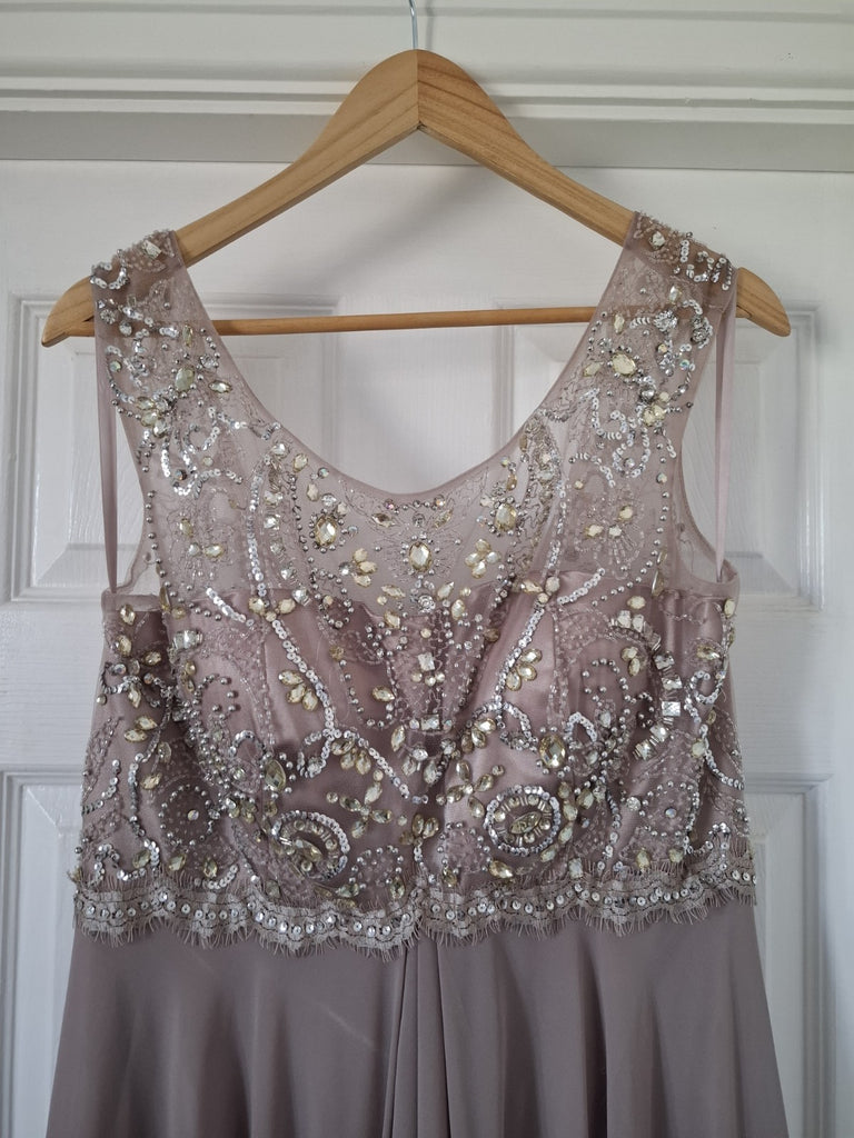 Stunning Manon embellished Nude Pink/Mushroom Evening Cruise Dress 16