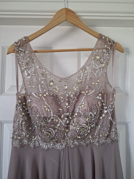 Stunning Manon embellished Nude Pink/Mushroom Evening Cruise Dress 16