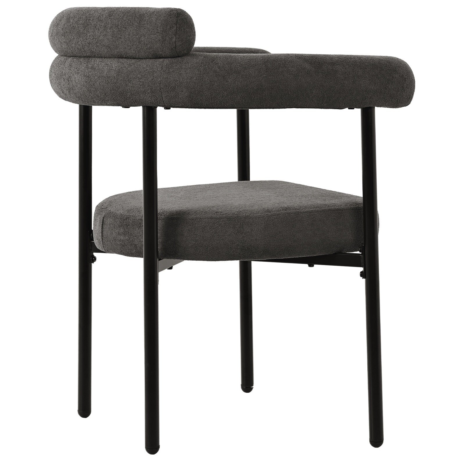 Modern Dining Chairs set of 2 Grey Faux Suede Upholstered Padded Seat Armchairs