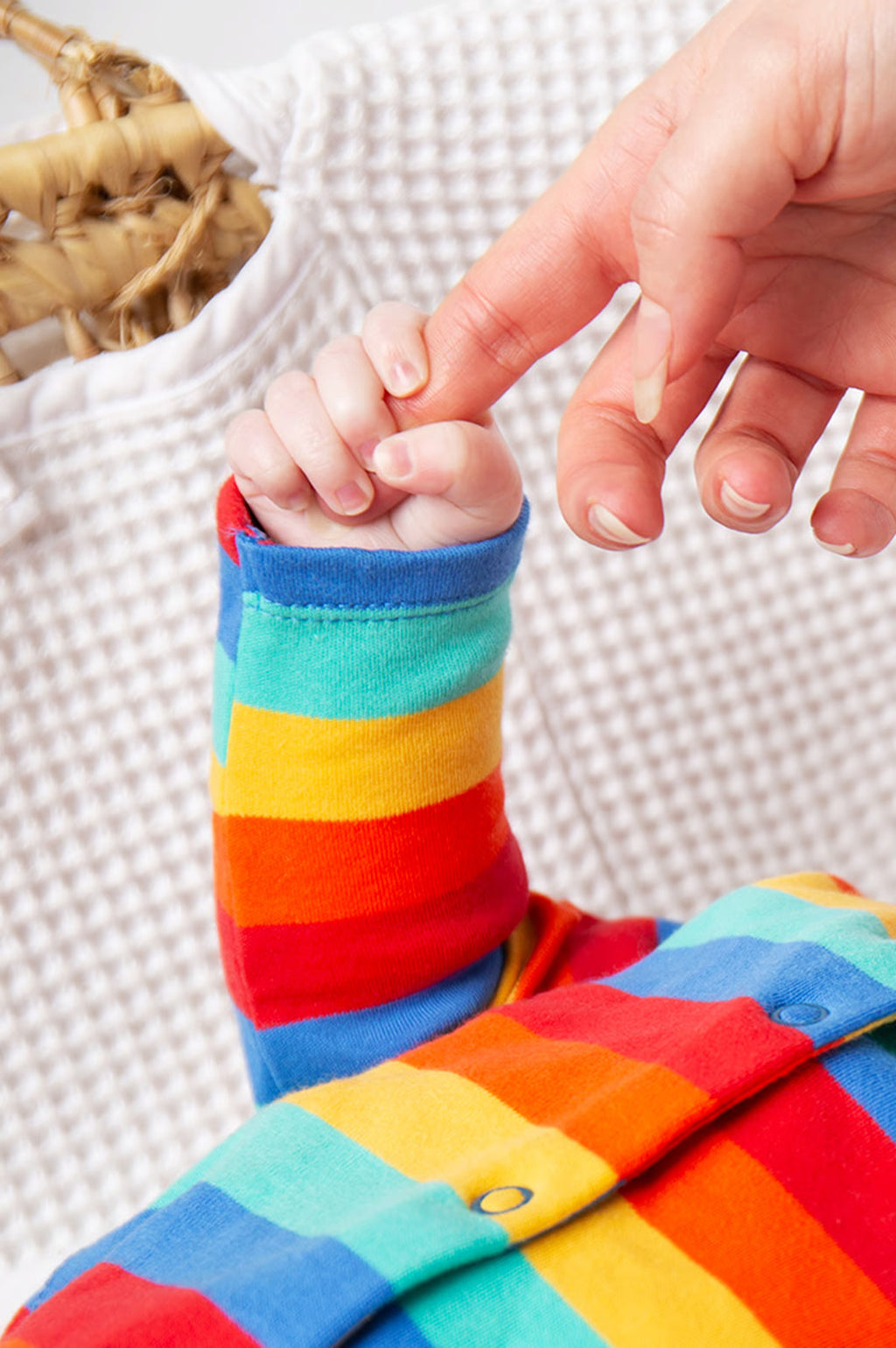 Frugi Unisex Rainbow Romper - Riley Romper - Rainbow Stripe