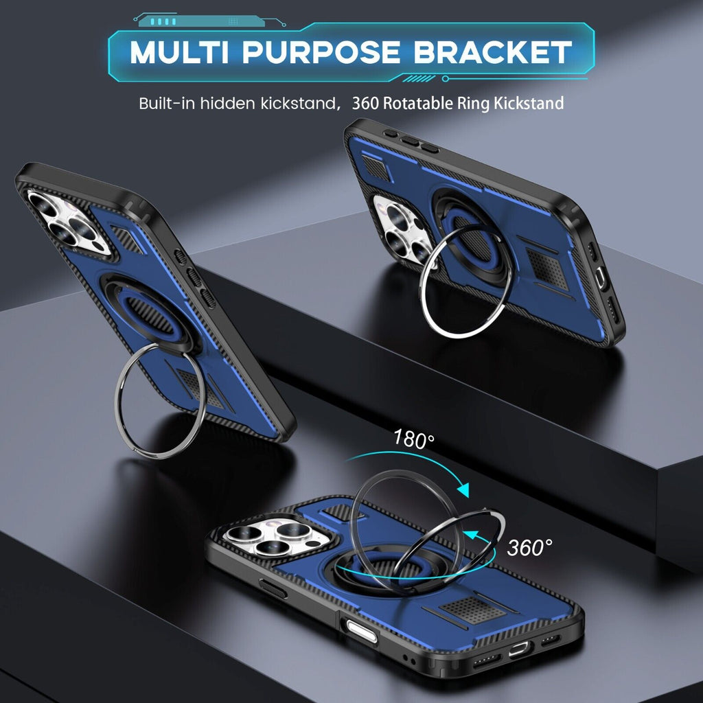 For iPhone 16 15 14 Plus 13 12 11 Pro Max Case Shockproof Ring Stand Phone Cover