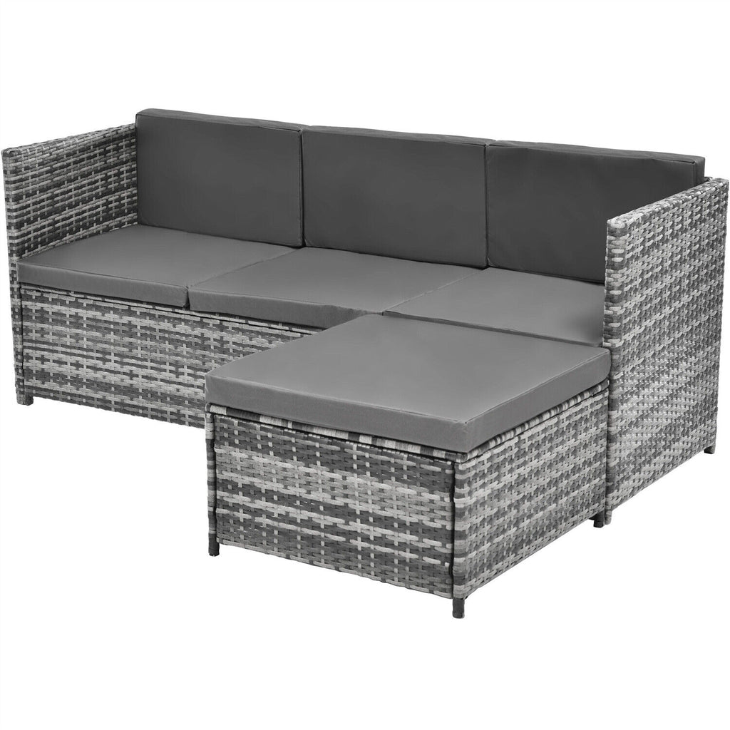 Rattan Garden Furniture Set Sofa Table Recliner Chair Set Patio Outdoor Grey