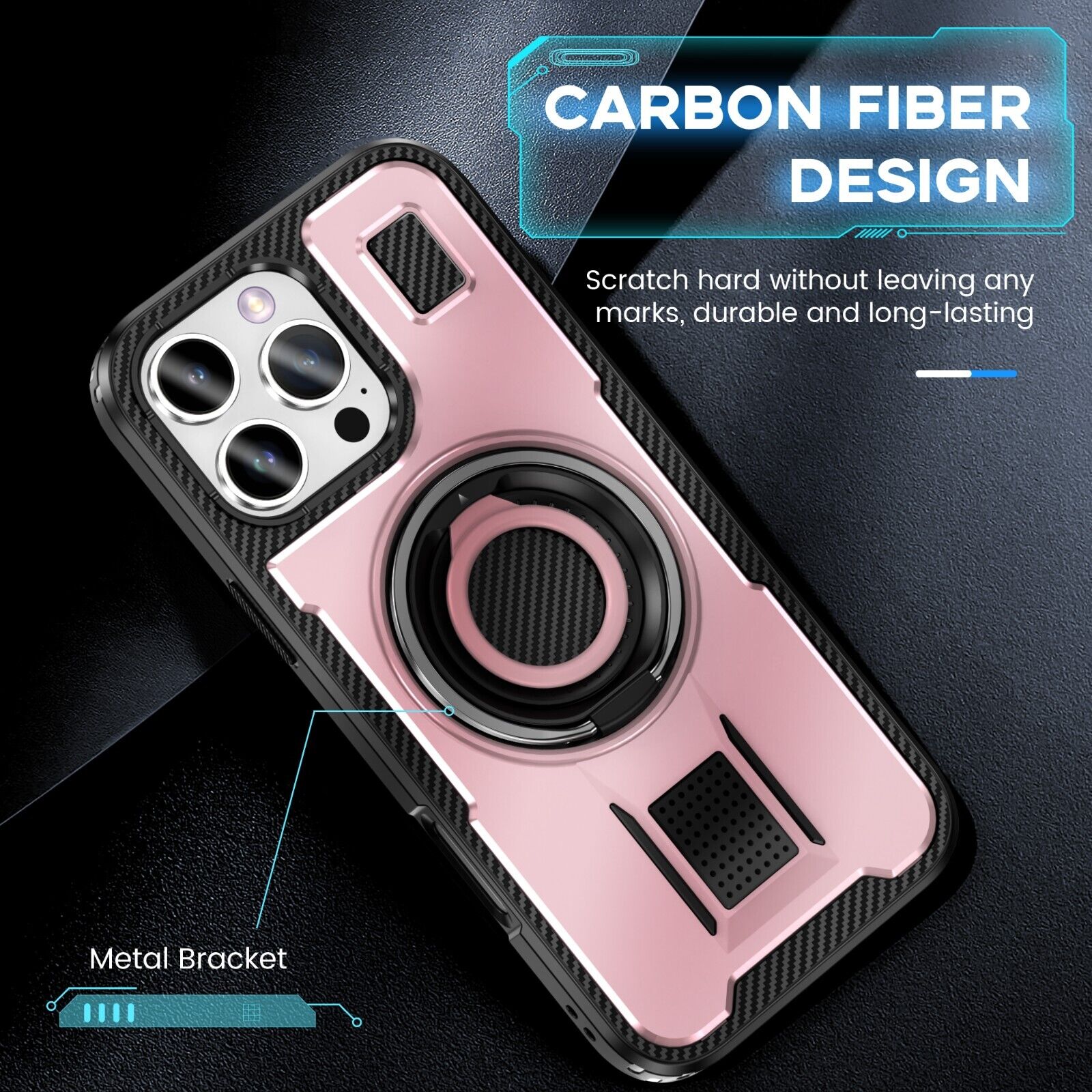 For iPhone 16 15 14 Plus 13 12 11 Pro Max Case Shockproof Ring Stand Phone Cover