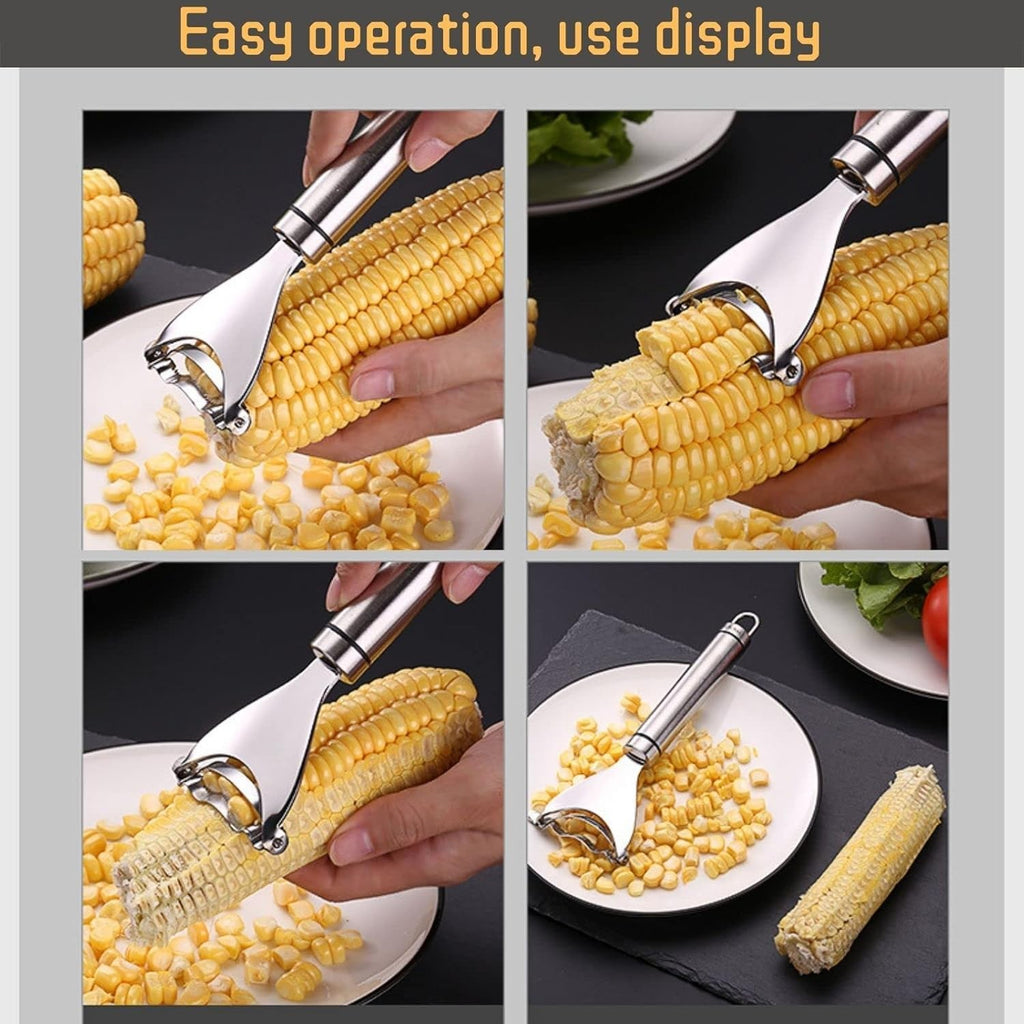 Kitchen Cutter Thresher Tool Stainless Steel Corn Cob Peeler Stripper Remover