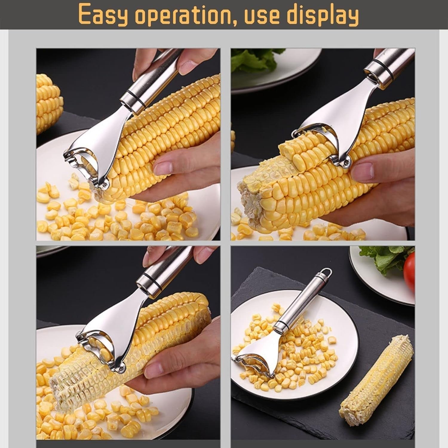 Kitchen Cutter Thresher Tool Stainless Steel Corn Cob Peeler Stripper Remover
