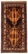 Vintage Geometric Area Rug 3'4" x 6'5" Traditional Hand-Knotted Wool Carpet