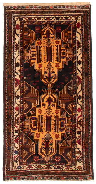 Vintage Geometric Area Rug 3'4" x 6'5" Traditional Hand-Knotted Wool Carpet