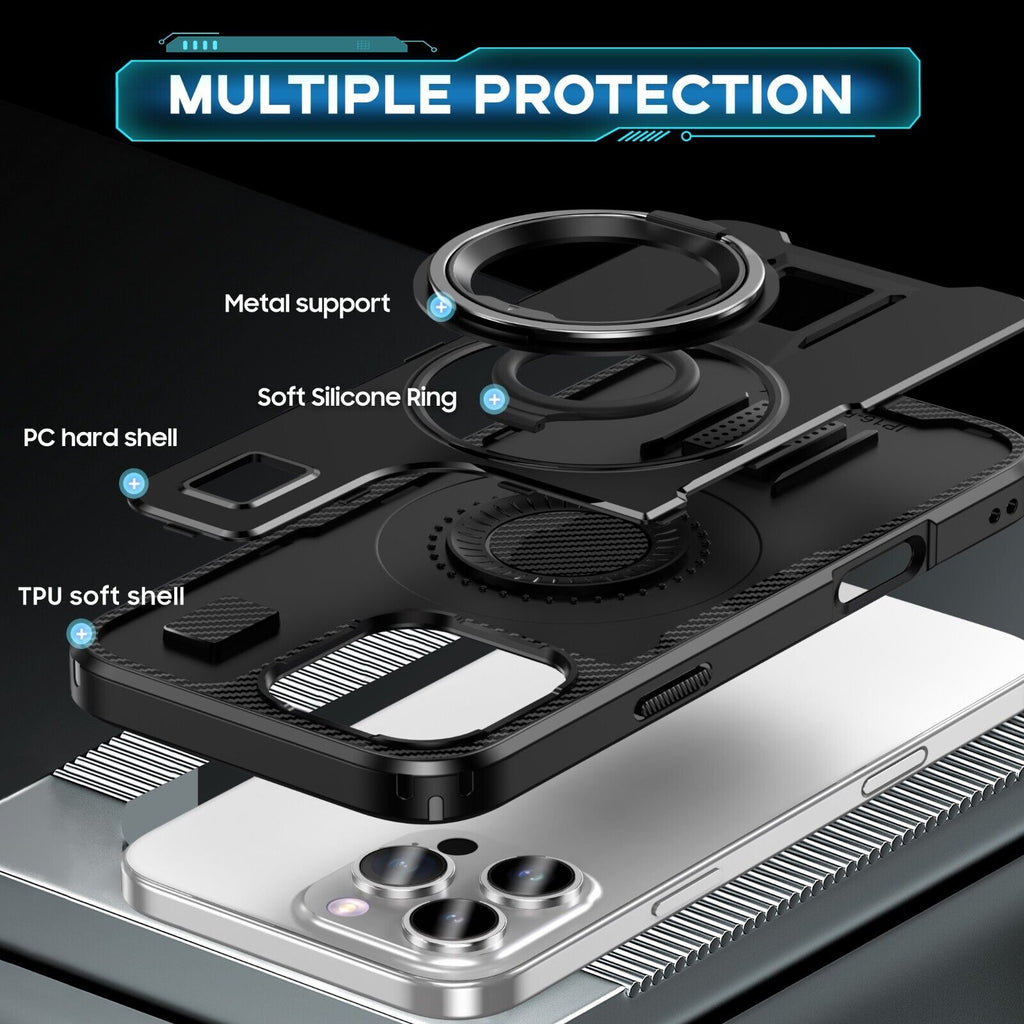 For iPhone 16 15 14 Plus 13 12 11 Pro Max Case Shockproof Ring Stand Phone Cover