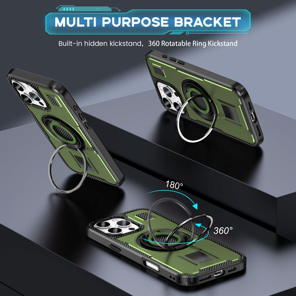 For iPhone 16 15 14 Plus 13 12 11 Pro Max Case Shockproof Ring Stand Phone Cover