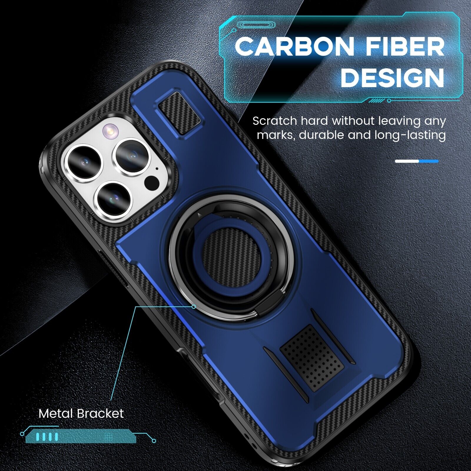 For iPhone 16 15 14 Plus 13 12 11 Pro Max Case Shockproof Ring Stand Phone Cover