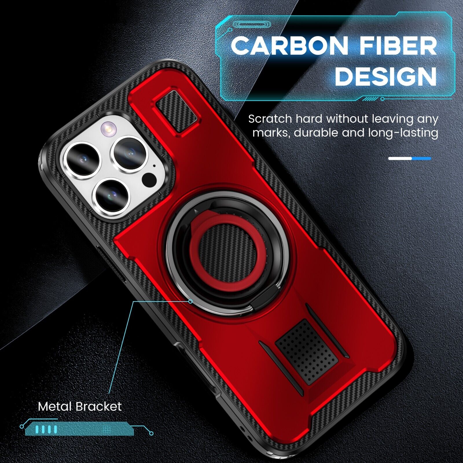 For iPhone 16 15 14 Plus 13 12 11 Pro Max Case Shockproof Ring Stand Phone Cover