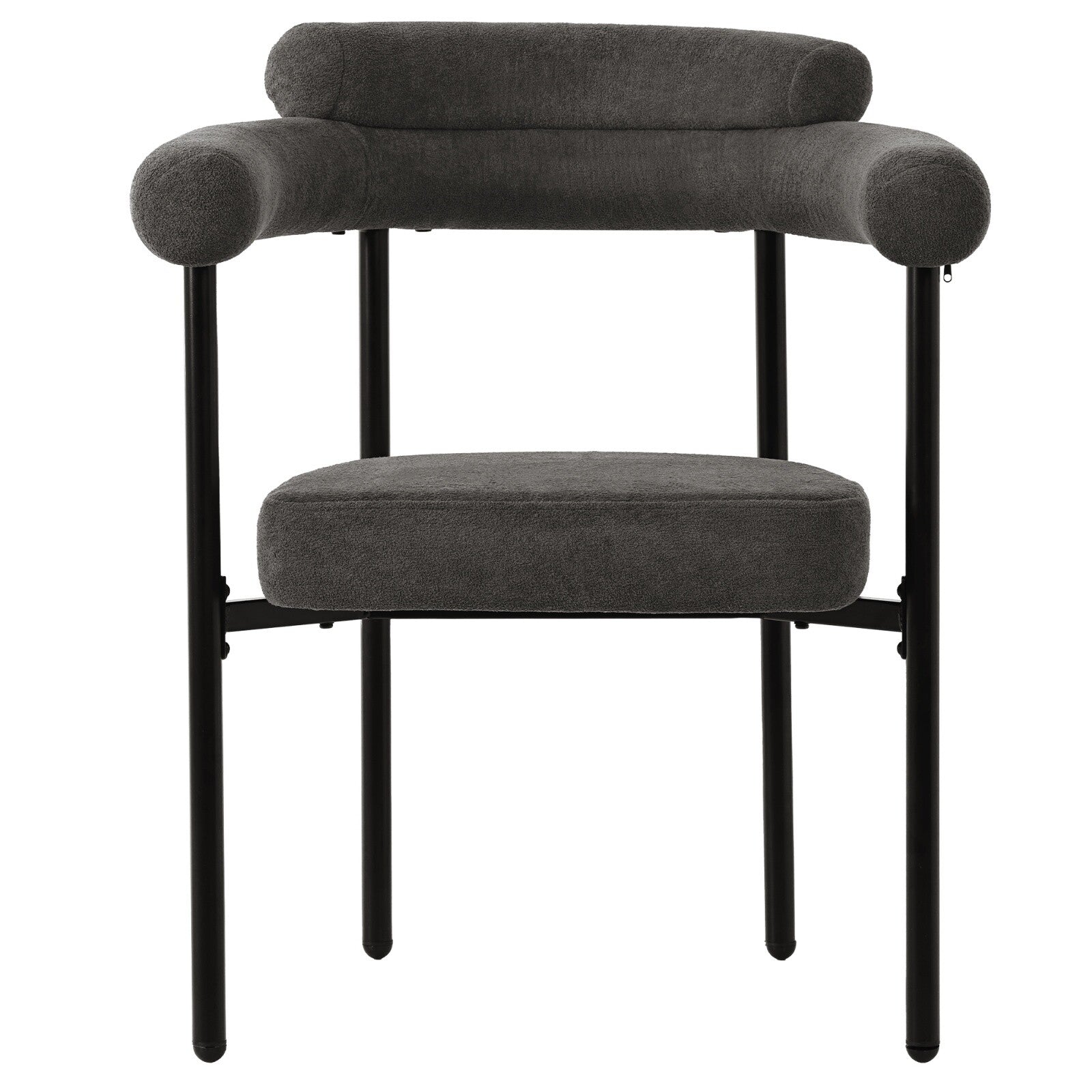 Modern Dining Chairs set of 2 Grey Faux Suede Upholstered Padded Seat Armchairs