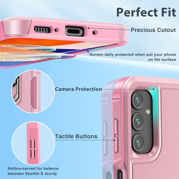 For Samsung Galaxy A15 A14 5G A54 Case Shockproof Phone Cover + Tempered Glass