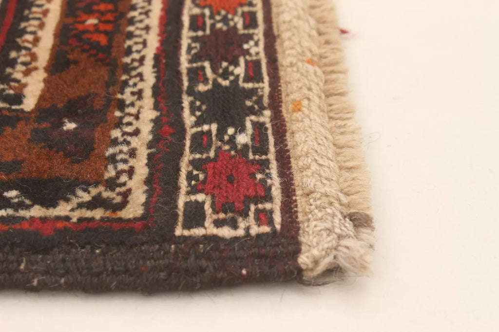 Vintage Geometric Area Rug 3'4" x 6'5" Traditional Hand-Knotted Wool Carpet