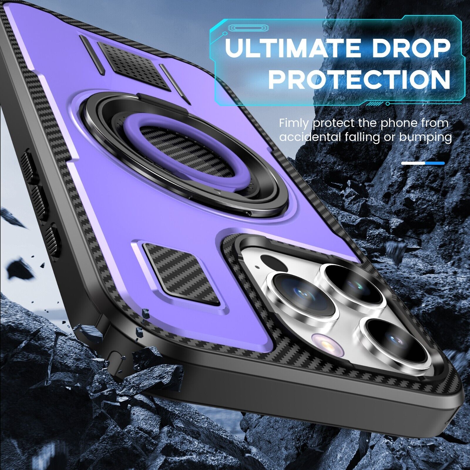 For iPhone 16 15 14 Plus 13 12 11 Pro Max Case Shockproof Ring Stand Phone Cover